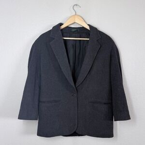 J Crew Wool Cashmere Women Oversize Structured Charcoal‎ Gray Blazer Size Medium